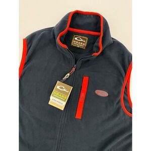 Drake Vest Mens Medium Blue Camp Fleece Vest Hunting Fishing Pockets‎ NEW